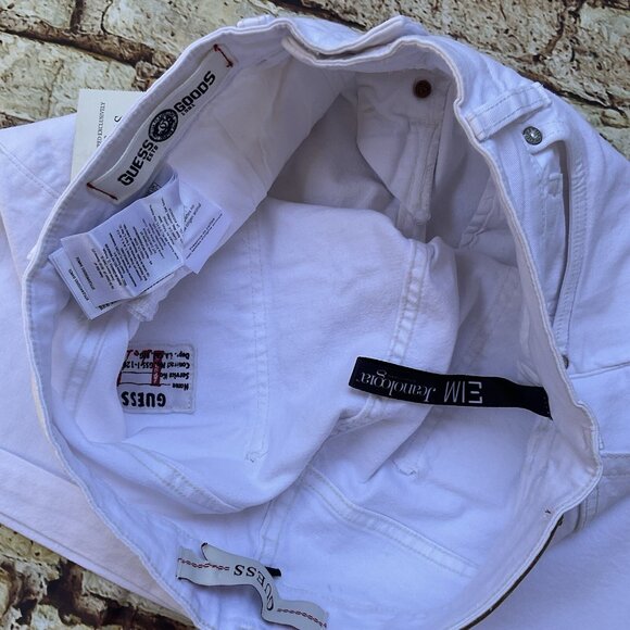 Guess Men's Sony White Denim Shorts Slim Fit Stretch Size 31 - Picture 7 of 7